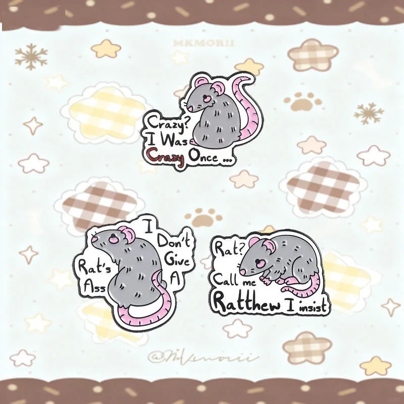 Cute Cartoon Little Mouse Enamel Pin Lovely Pet Rodent Metal Brooch For Hat Clothing Decor Collection Creative Holiday Gifts Qme