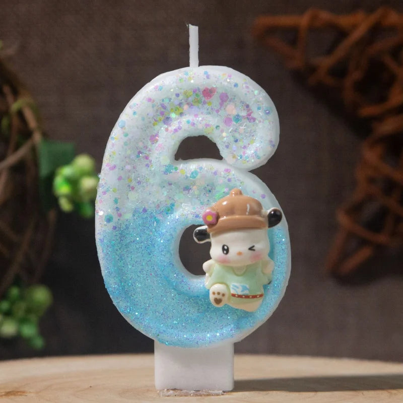 Pacha Dog 0-9 Numbered Birthday Candles Pink Cartoon Cake Topper Qme