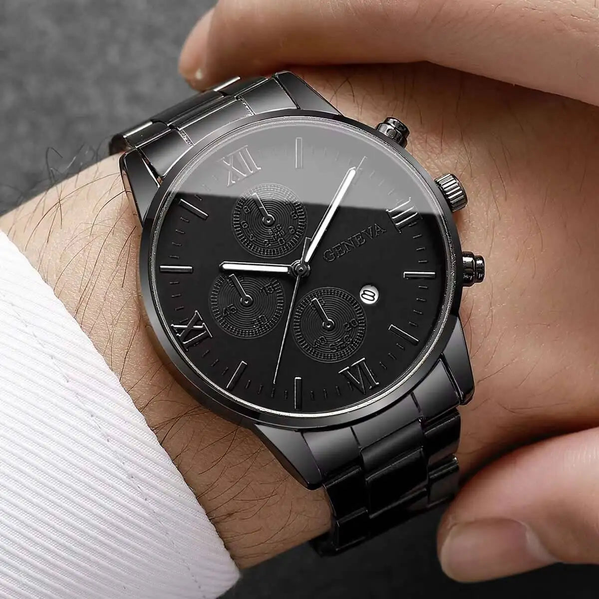 Fashion Roma Dial Men Business Watches Calendar Quartz Watch for Man Clock Reloj Hombre（Without Box） Qme