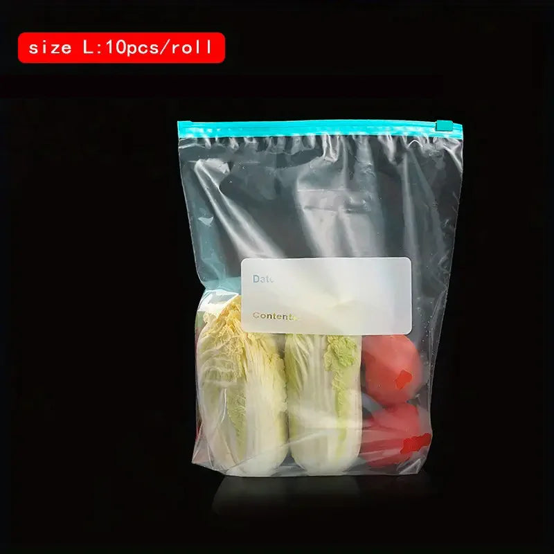 Zipper Style Sealed Freezer Special Sliding Lock Fresh-Keeping Bag, Thickened Quick Sealing Bag Qme large size 10pcs