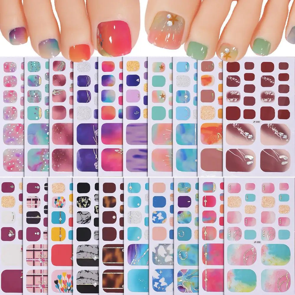 22tips Sheet Glitter Toenail Stickers Glittering Full Wraps Summer Qme