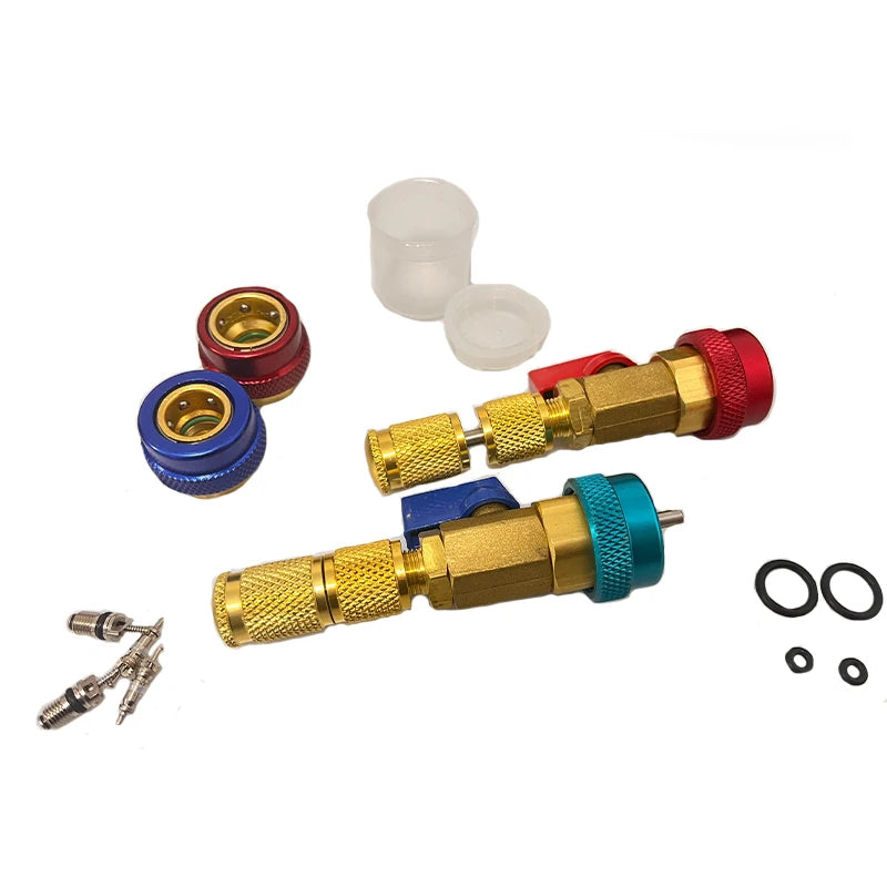 1 Set Car Air Conditioning Valve Quick Core Remover Installer Low/High Pressure Refrigerant Adapter Valve Core Remover Tool Qme
