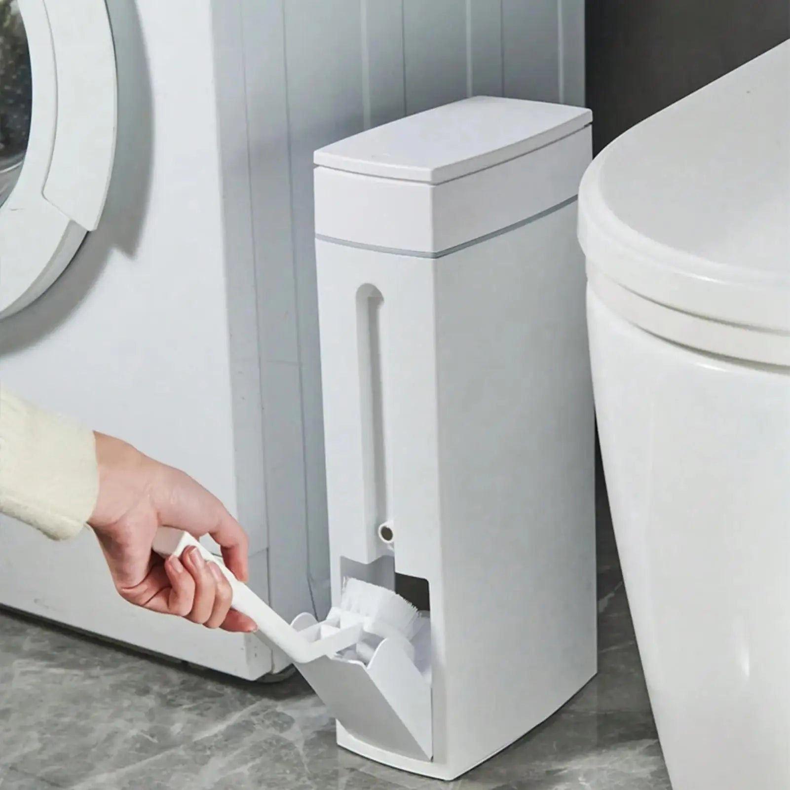 Trash Can Bathroom Trash Can Toilet Brush Combo Save Space Small Trash Can Lid Bathroom Accessories Narrow Garbage Can Qme