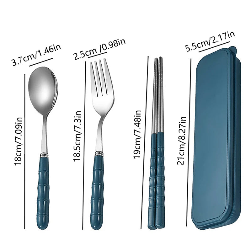 Chopsticks Spoons Forks Sets Stainless Steel Portable Tableware Qme