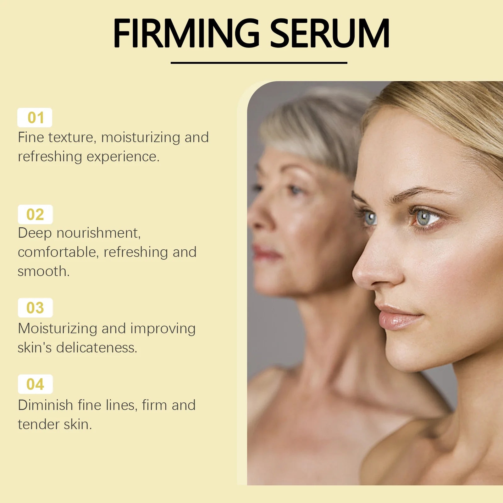 Anti-Wrinkle Firming Serum Facial Anti-Aging Lifting Essence Tighten Elasticity Boost Fade Fine Lines Non Greasy All Skin Types Qme
