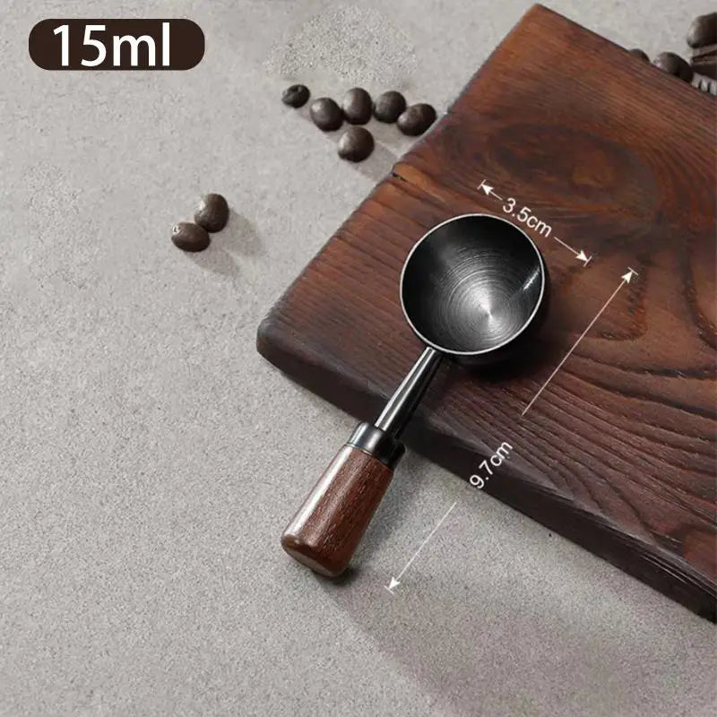 Coffee Tablespoon - Walnut Wood & Stainless Steel Scoop for Home Baristas & Cafe Decor - Perfect Kitchen Accessory Qme A5