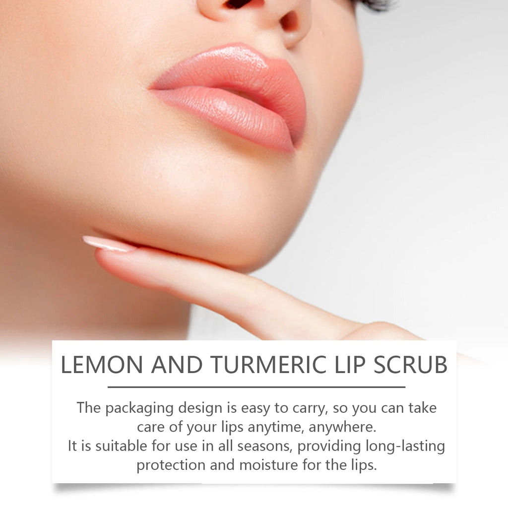 Turmeric Lemon Lip Scrub Dead Skin Removal Exfoliating Moisturizing Balm for Dry Chapped Lips Fade Lip Lines Nourishing Lip Care Qme