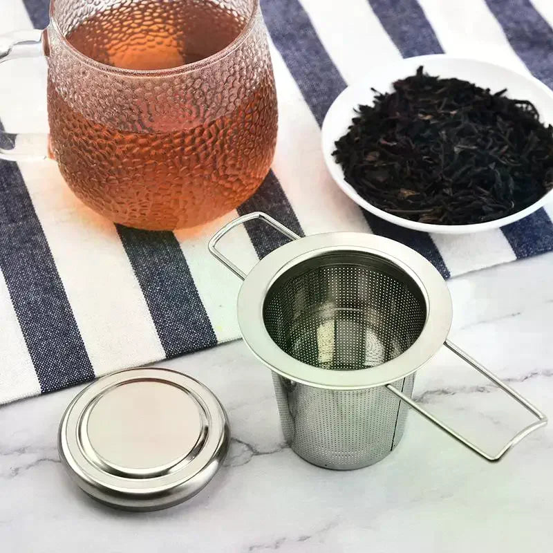 Stainless Steel Mesh Tea Infuser With Lid Reusable Cup Strainer Loose Leaf Spice Filter For Teapots Mugs Cup To Steep Tea Coffee Qme
