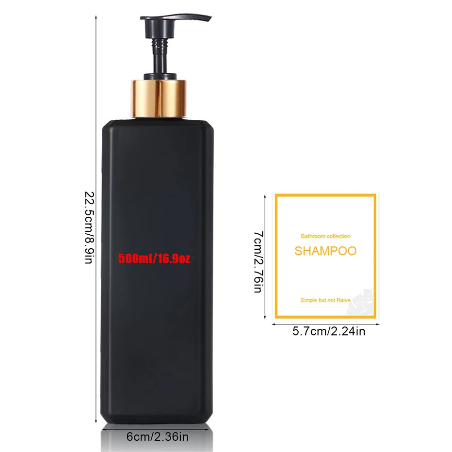 Plastic Pump Refillable Bottles for Shampoo Conditioner Body Wash Bathroom Shower Dispenser 500ML/16.9oz Empty Refill Container Qme