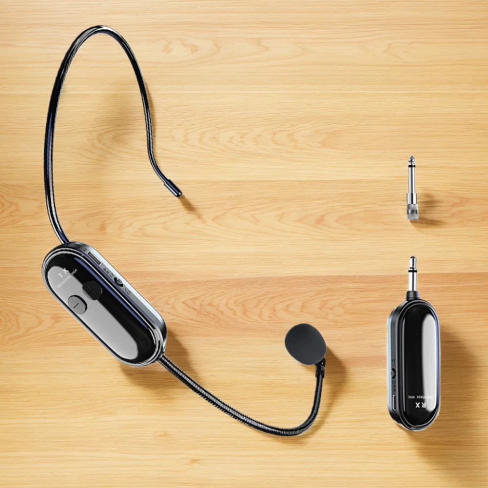 2.4G Wireless Microphone Headset Long Range Wireless Microphone System Head Handheld Mic 2 in 1 for Teach Outdoor Speech Qme