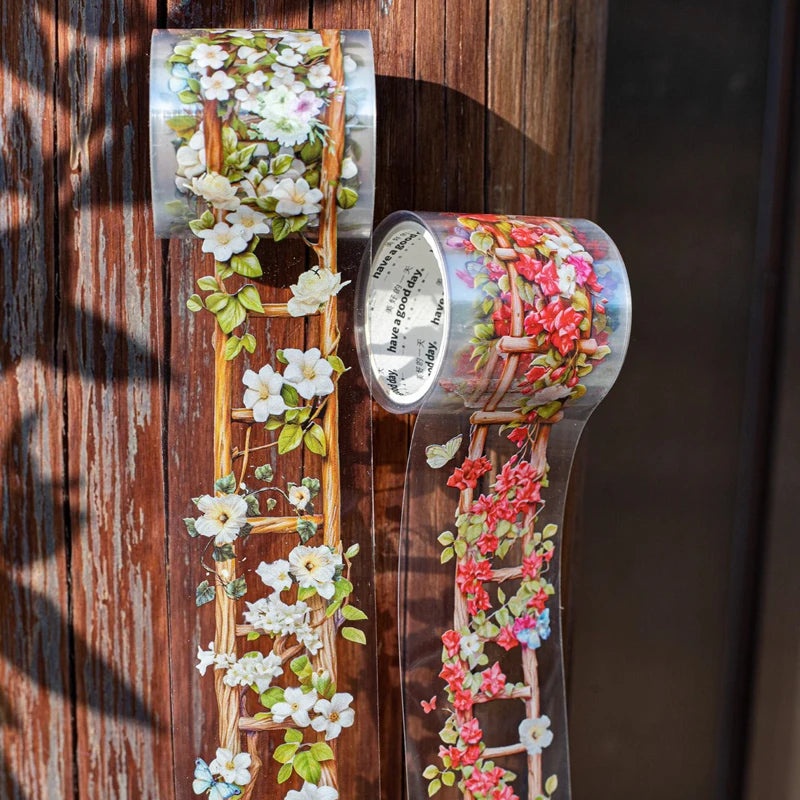 Washi Tape 40mm*2m Flower Ladder Garden Landscaping Tape - Handbook Stationery for DIY Handmade & Scrapbook Diary Decoration Qme