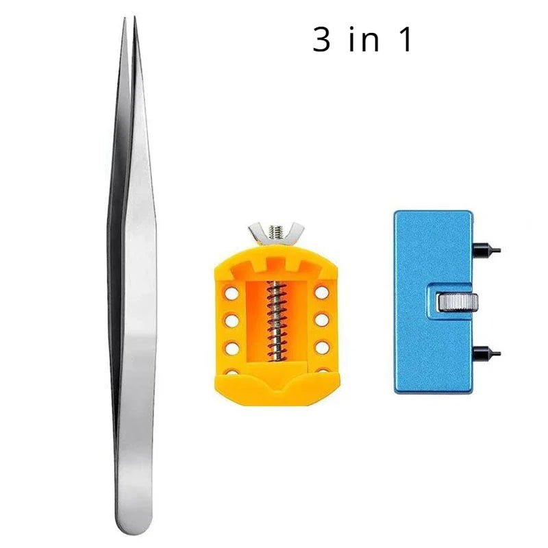 3 in 1 Repair Tool Set Watch Back Remover Tool Adjustable Opener Back Case Remover Watch Case Back Opener Repair Remover Holder Qme 3PACK