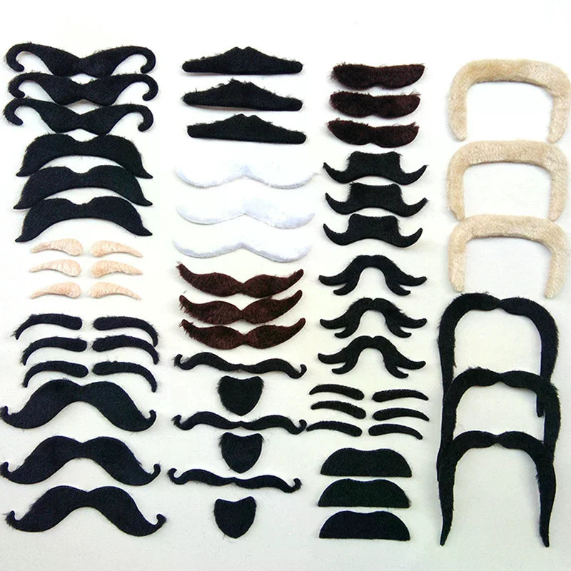 48Pcs Funny Costume Mustache Pirate Halloween Fake Beard Whisker Party Supplies. Qme