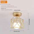 Ceiling Light E27 Iron Lamp Body Indoor Lighting Lights For Aisle Bedroom Vintage Ceiling Metal Cage Fixture Lights 110-240V Qme Gold