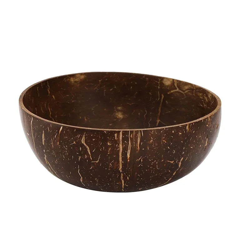 Natural Coconut Shell Bowl with Spoon Yogurt Bowl Wooden Bowl Polished Coconut Bowls Fruit Salad Dessert Wooden Spoon Sets Bow Qme Bowl