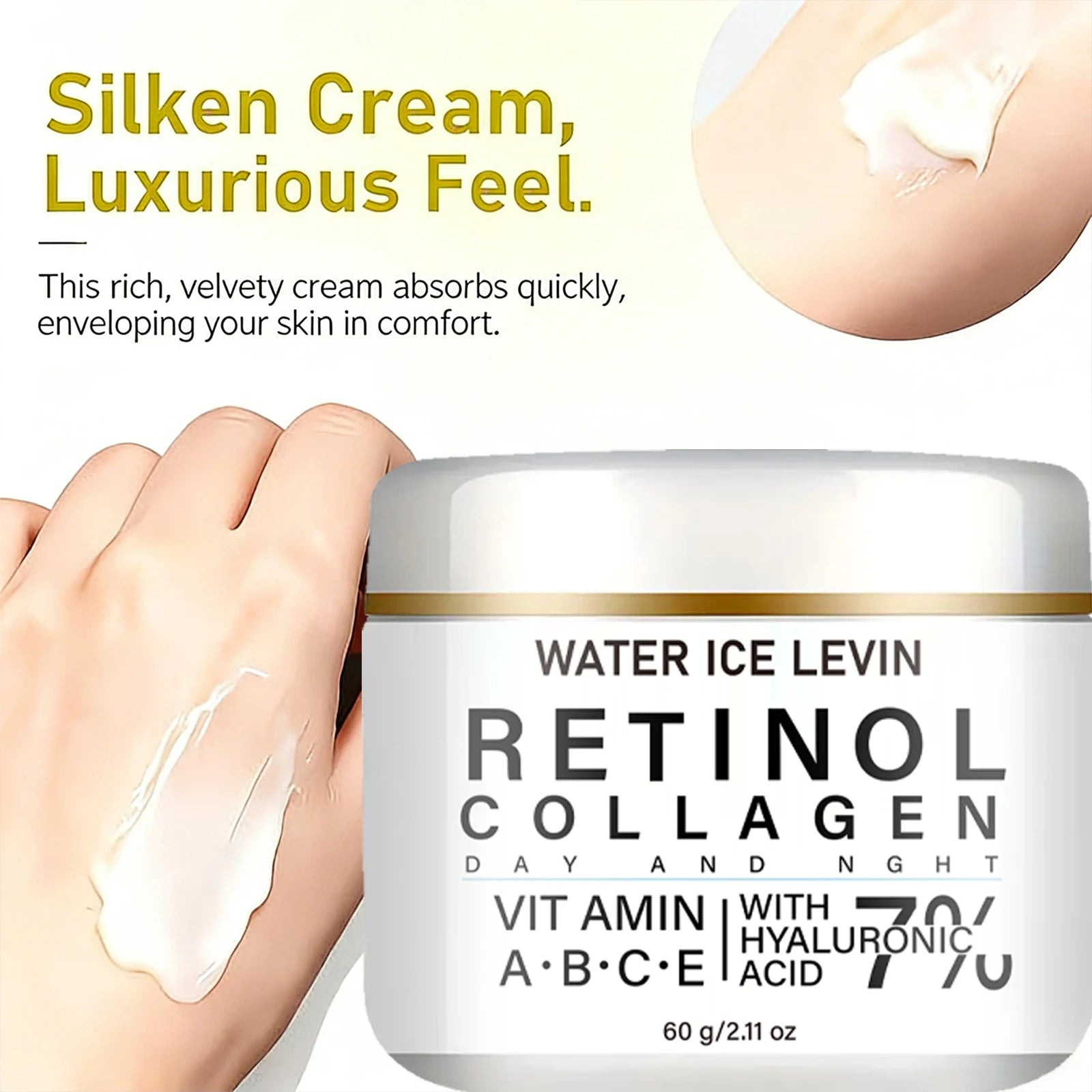 Retinol Collagen Day Night Face Cream with Hyaluronic Acid & Multi Vitamins, Moisturizing Firming Daily Skin Care Lotion Qme