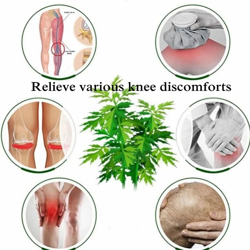 One Pair Self-heating Wormwood Knee Braces Warm Support Soothing Qme