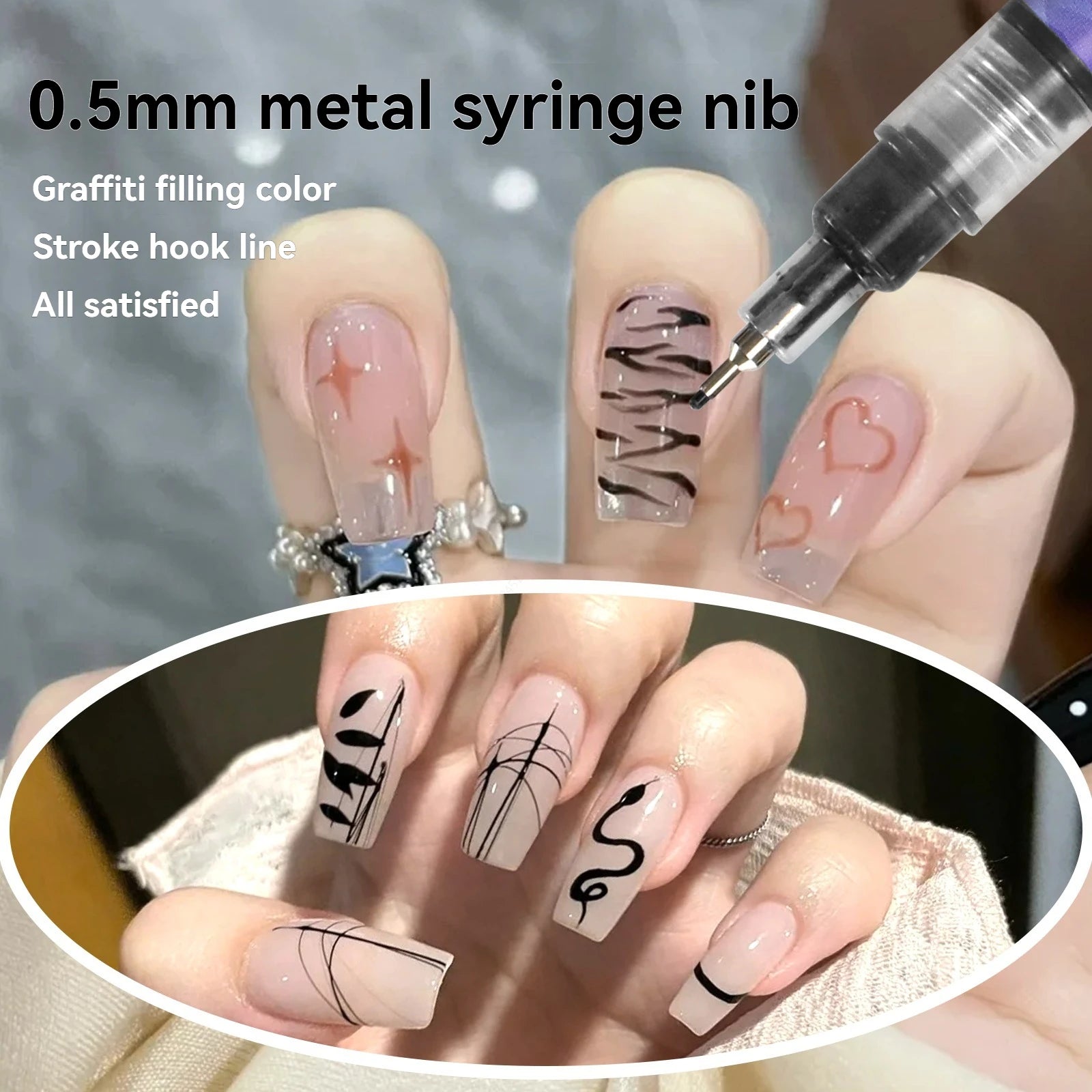 Nail Art Graffiti Pen Set Nail Marker Drawing Acrylic Paint Pens Waterproof Nail Painting Manicure Extra 0.5m Fine 12 Colors Qme