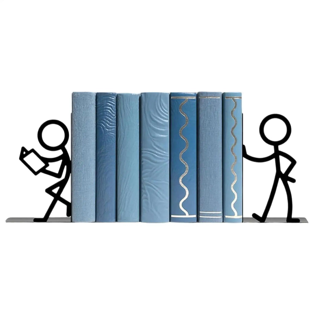 Bookends for Heavy Books Metal Abstract Art Non-Slip Heavy Duty Book Ends Shelf Decor for Home Bedroom Living Room Study Office Qme