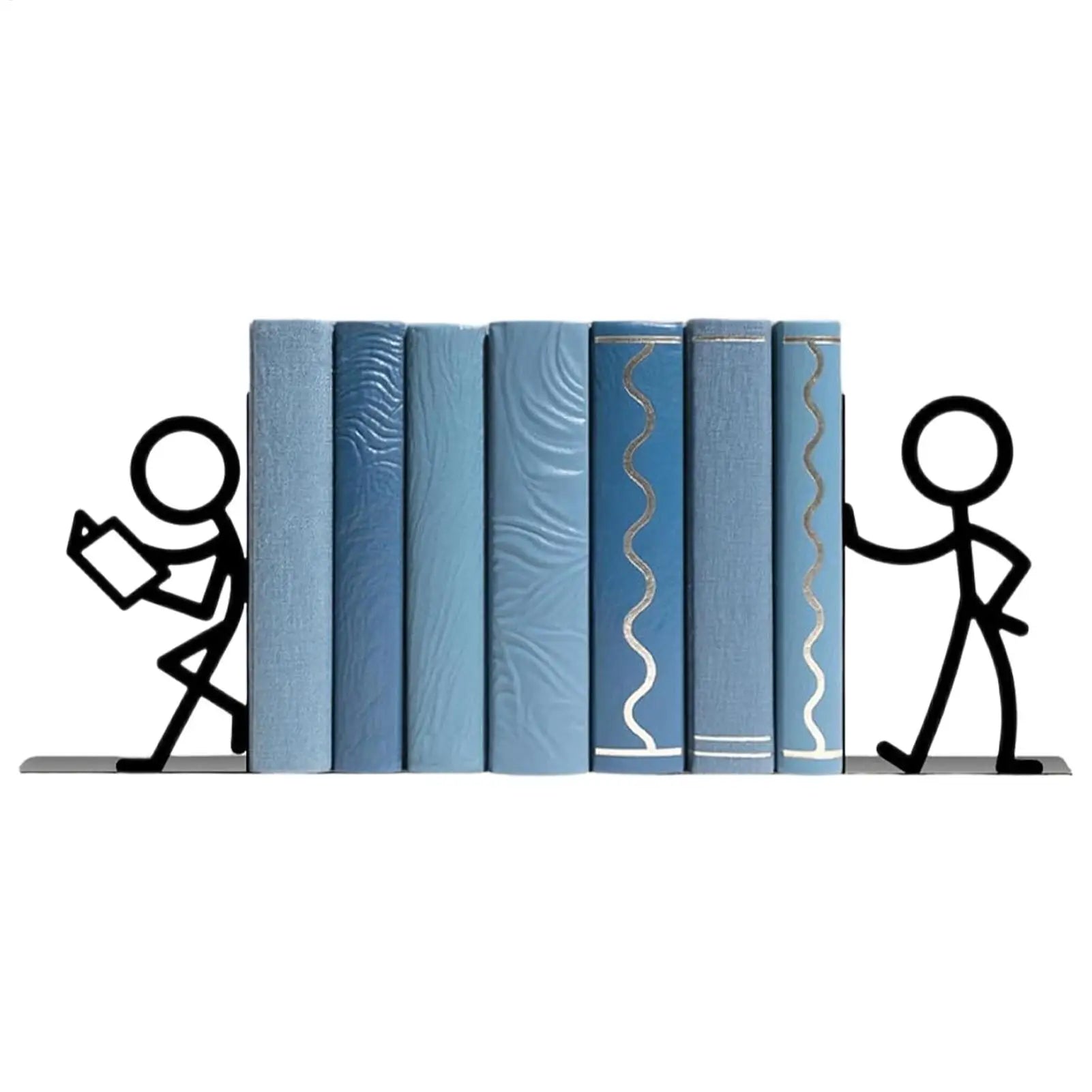 Bookends for Heavy Books Metal Abstract Art Non-Slip Heavy Duty Book Ends Shelf Decor for Home Bedroom Living Room Study Office Qme