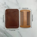 Natural Wood Hair Brush Beard Comb PU Leather Case Anti-static Qme Onesize