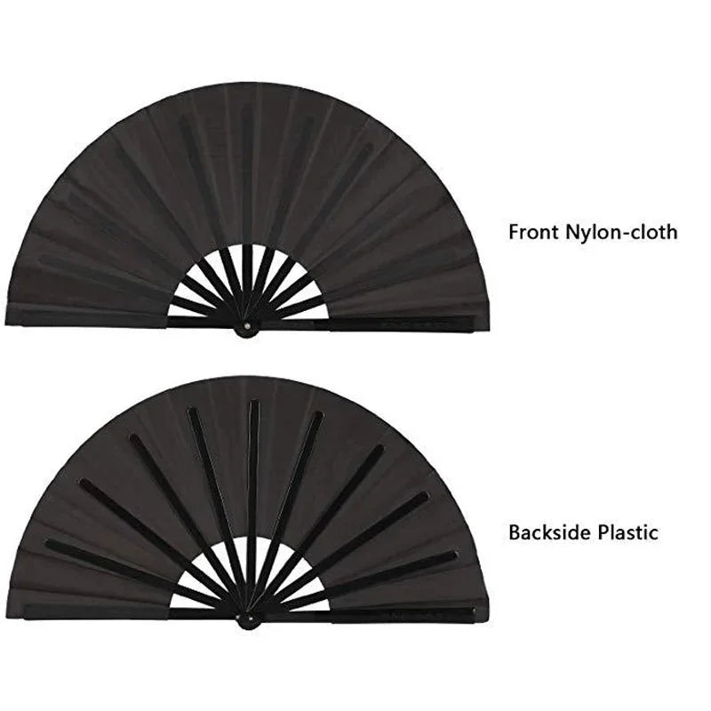 Vintage Black Chinese Folding Fans Kung Fu Fan Wedding Party DIY Qme
