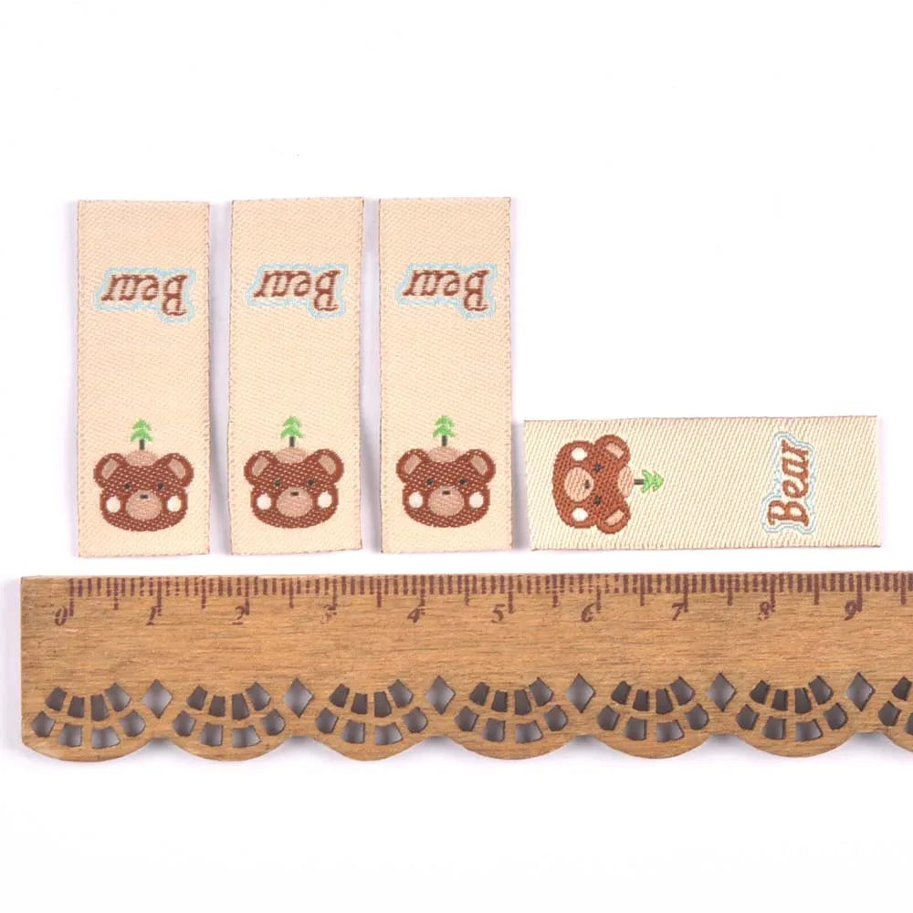 50Pcs Lovely Bear Sweet Labels For Sewing Accessories Kid Garment DIY Crafts Clothes Handmade Supplies Decorative Tags c3576 Qme 2