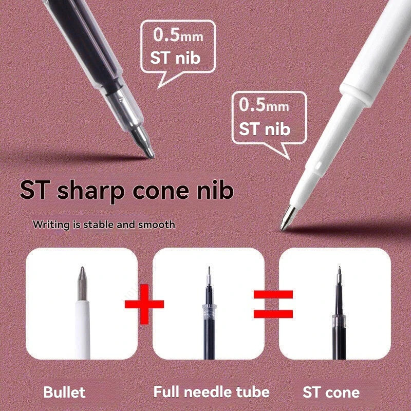 5 Pcs Gel Pen Ins Smooth Press Quick-drying 0.5mm Black Pen Ballpoint Pens School Supplies Stationery Qme