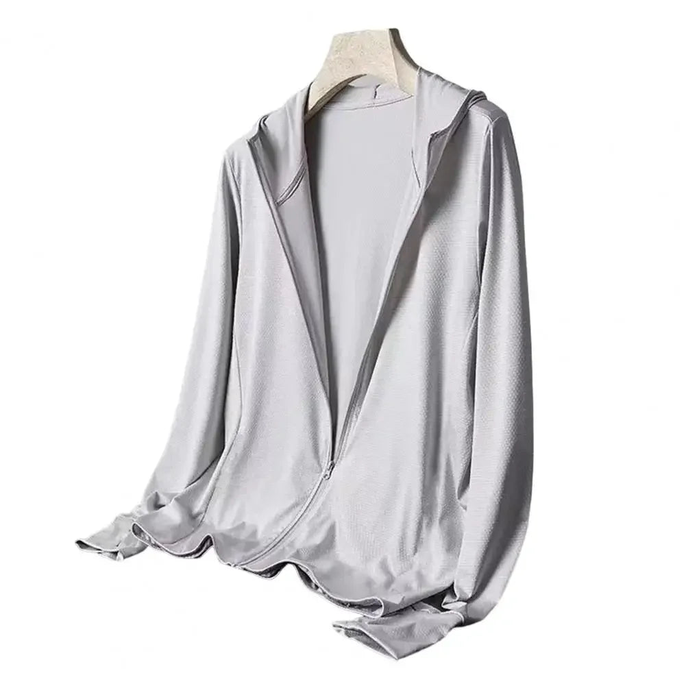 Lightweight Ice Silk UV Protection Jacket for Men Sporty Outdoor Fishing Coat Breathable Outdoor Sports Jacket for Cycling Qme GY L