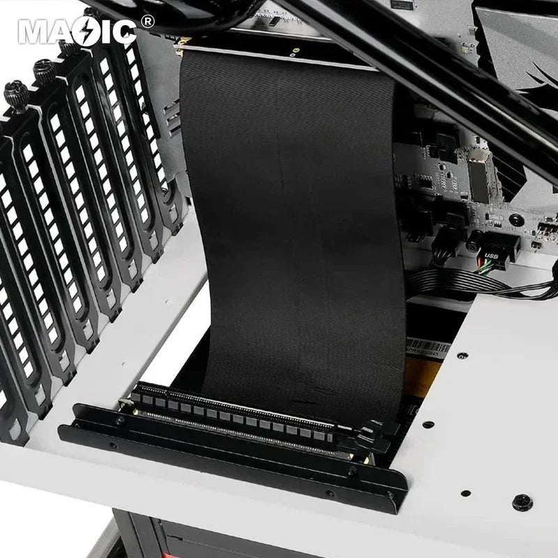 PCIE 3.0 16X Graphics Card Extension Cable Adapter Cable 180 Degrees 90 Degrees Full Speed Anti-Shielding Stability Qme