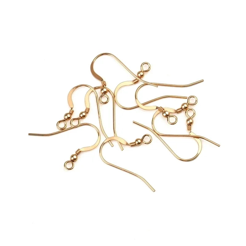 A pair 22MM 14K gold filled Ear Wires Hooks 14K gold Clasps with beads For Earrings DIY Jewelry Findings Components Accessories Qme