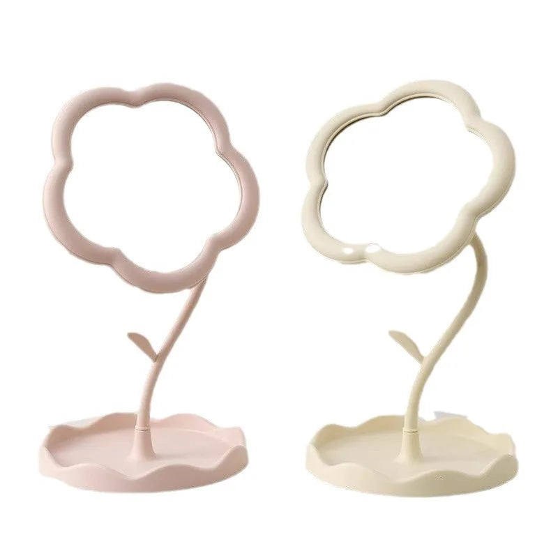 Stylish Floral Rotatable Cosmetic Mirror Lovely Dressing Storage Qme