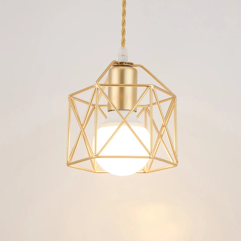 Pendant Lights E27 Hanging Lamp Iron Body Indoor Lighting Lustre Aisle Bedroom Vintage Loft Metal Cage Fixture Light 110-240V Qme