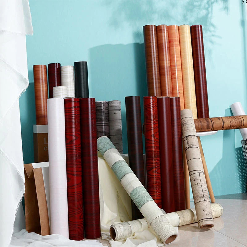 Wood Contact Paper Wallpaper Peel Stick Light Grain Stickers Cabinets Qme