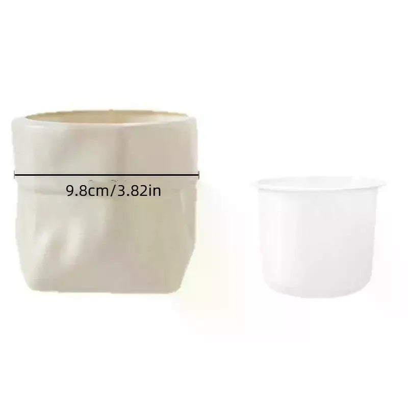 Mini Self Watering Flower Pot Fish Tank Plastic Plant Pots Self Watering Planter Pot Vase For Home Decoration Qme