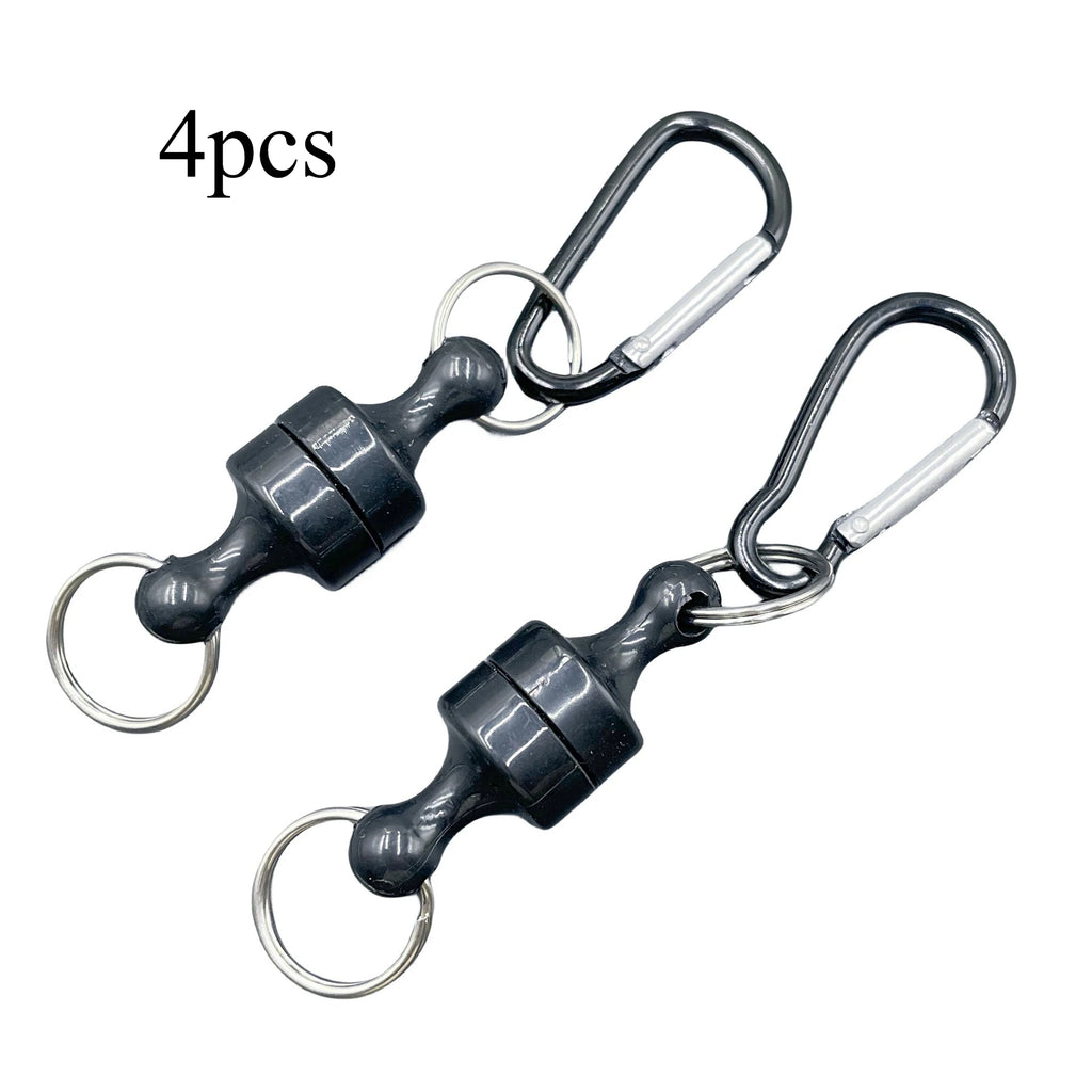 Magnetic Detachable Carabiner Clip Quick Split Keychain D Buckle With Double Key Rings For Fishing Camping Outdoor Key Storage Qme 4pcs