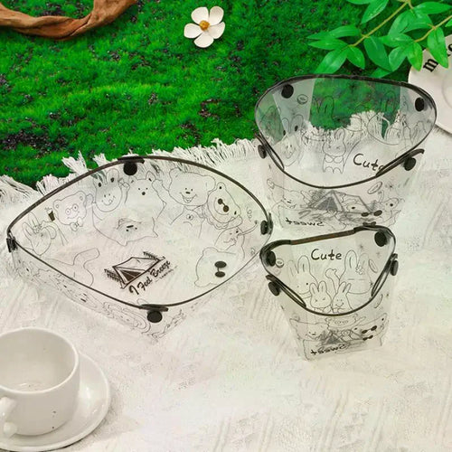 1 Foldable Bowls Cups Plates Food-safe PP Material Portable Tableware Qme