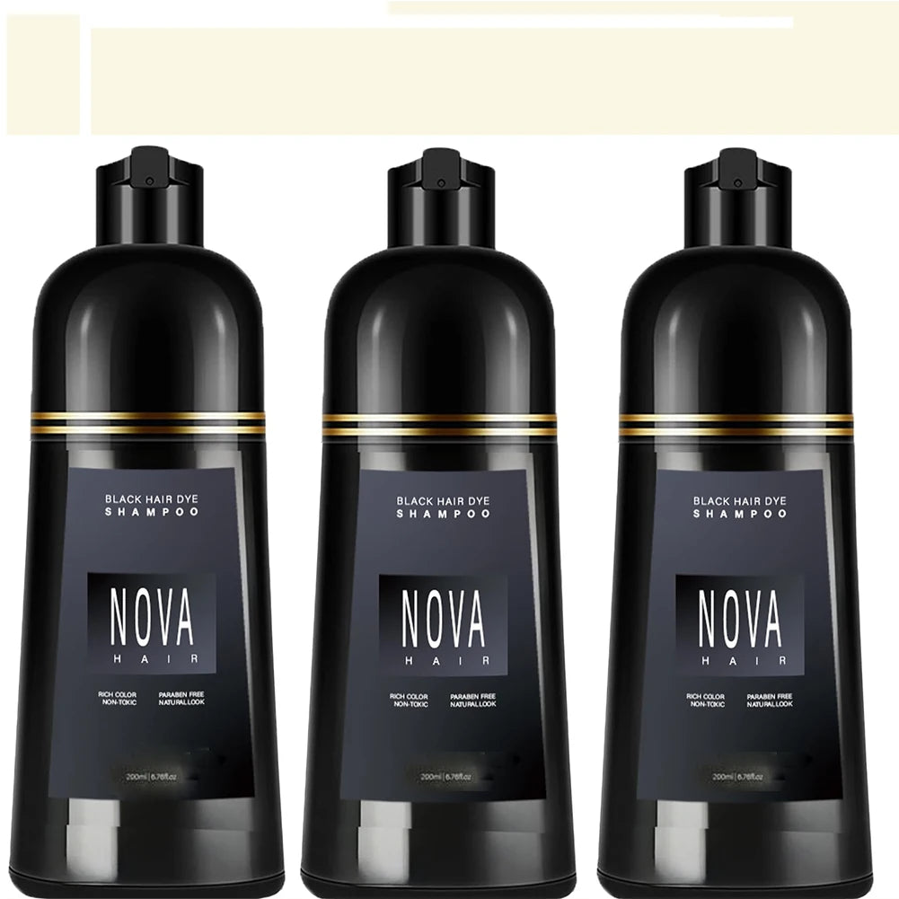 1 2 Black Hair Dye Shampoo Nova Instant Coloring Gray Long Lasting Qme 3pcs