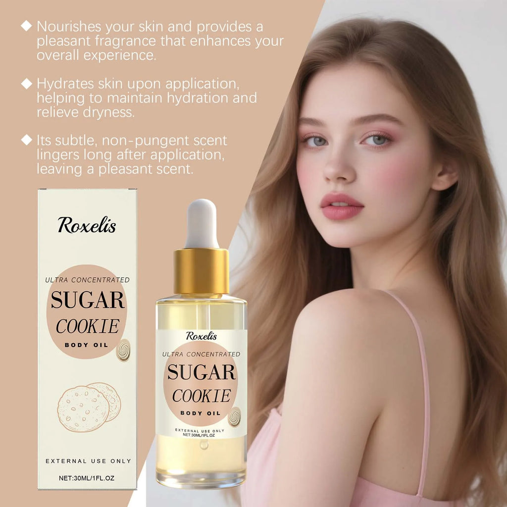 Sugar Cookie Fragrance Body Oil Long-lasting Moisturizing Nourishing Oil for Dry Skin Smooth Skin Daily Hydrating Body Care Qme