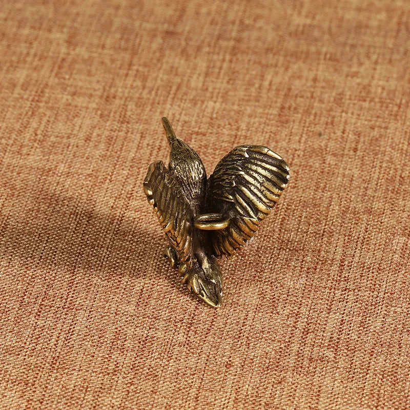 Brass Opening Wing Mini Eagle Bird Art Decoration Home Living Room Qme
