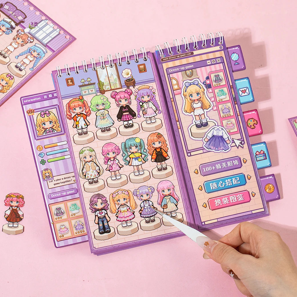 TIANZI 20 Pcs cartoon pixel die-cutting stickers book DIY diary planner notebook student stationery decoration clip stickers Qme