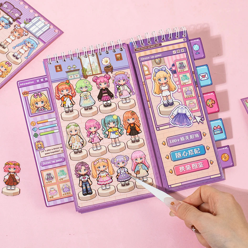 TIANZI 20 Pcs cartoon pixel die-cutting stickers book DIY diary planner notebook student stationery decoration clip stickers Qme