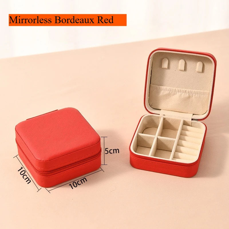1pcs Single Layer Square Storage Box Ladies Travel Leather Jewelry Box Classic Various Colors Storage Box Qme Red
