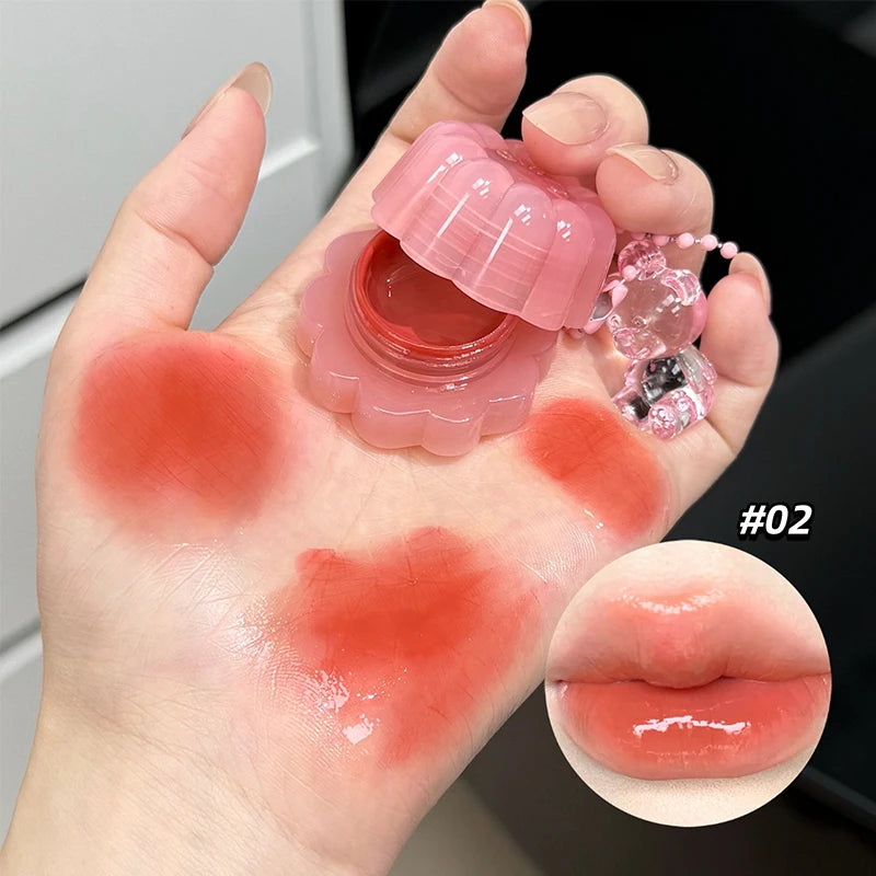 QIBEST Moisturizing Mirror Lipgloss Lip and Cheek Dual-Purpose Gel Jelly Water-Glow Colorful Lip Cheek Blush Cream Lip Stain Qme