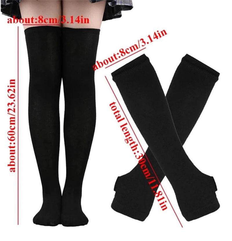 Women Girls Over Knee Long Stripe Thigh Cotton Gothic Lolita Socks Qme