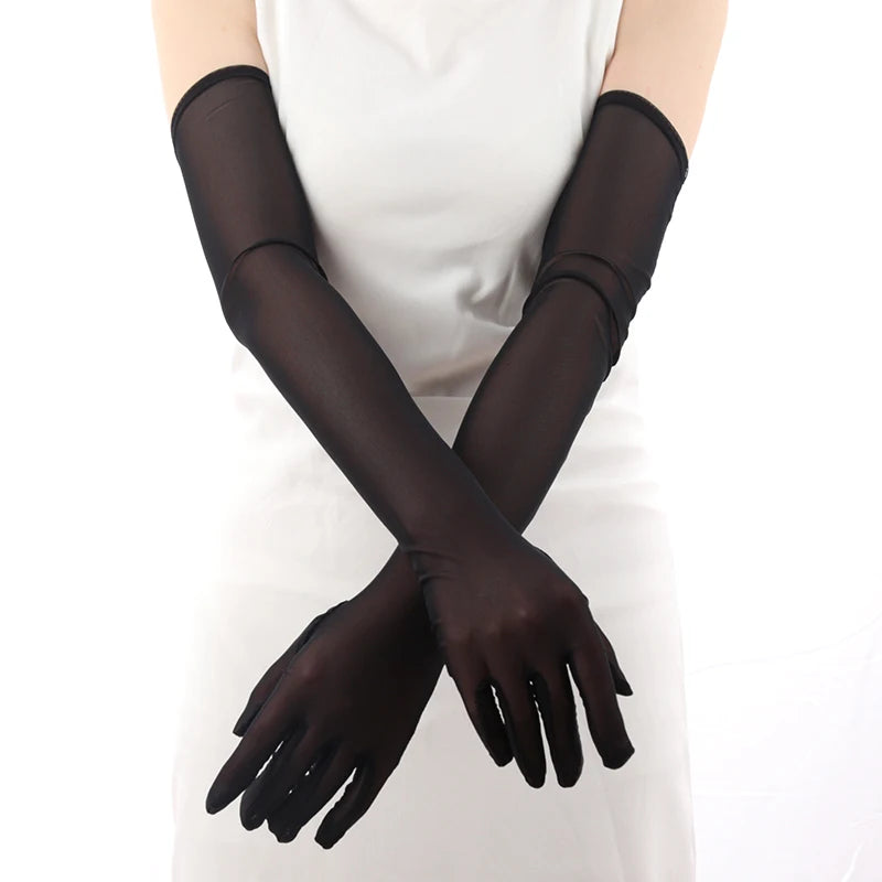 Elastic Transparent Sunscreen Sexy Driving Gloves Women Ultra Thin Qme