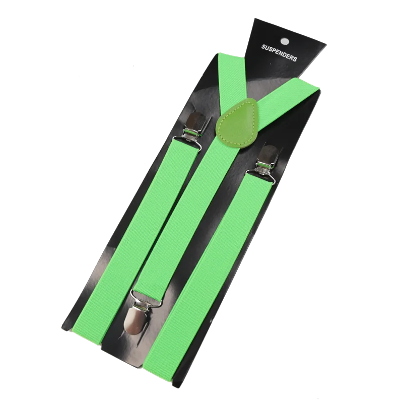 Unisex Elastic Leather Suspenders Braces Men Women Gift Black Blue Red Adjustable Straps for Wedding Suit Skirt Accessories Qme light green China Mainland