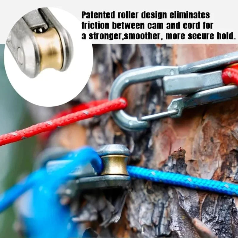 Tensioners With Rollers+Nylon Rope Set,Equipped With Locking Clasps Secure Bundling, Suitable Camping, And Outdoor Activities Qme
