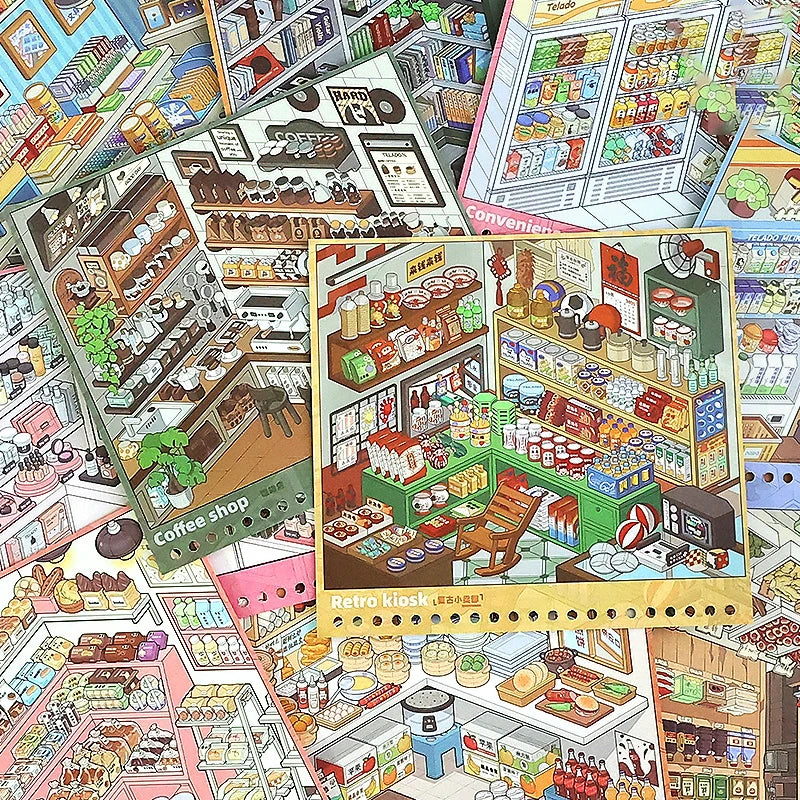 1 sticker+1 pair of tweezers creative fun collection sticker book 3D miniature scene stacking handmade DIY decorative stickers Qme