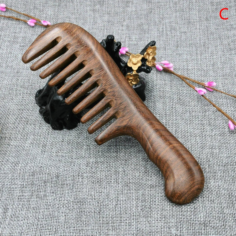 Natural Sandalwood Hair Combs Anti-static Wooden Comb Massager Care Qme C
